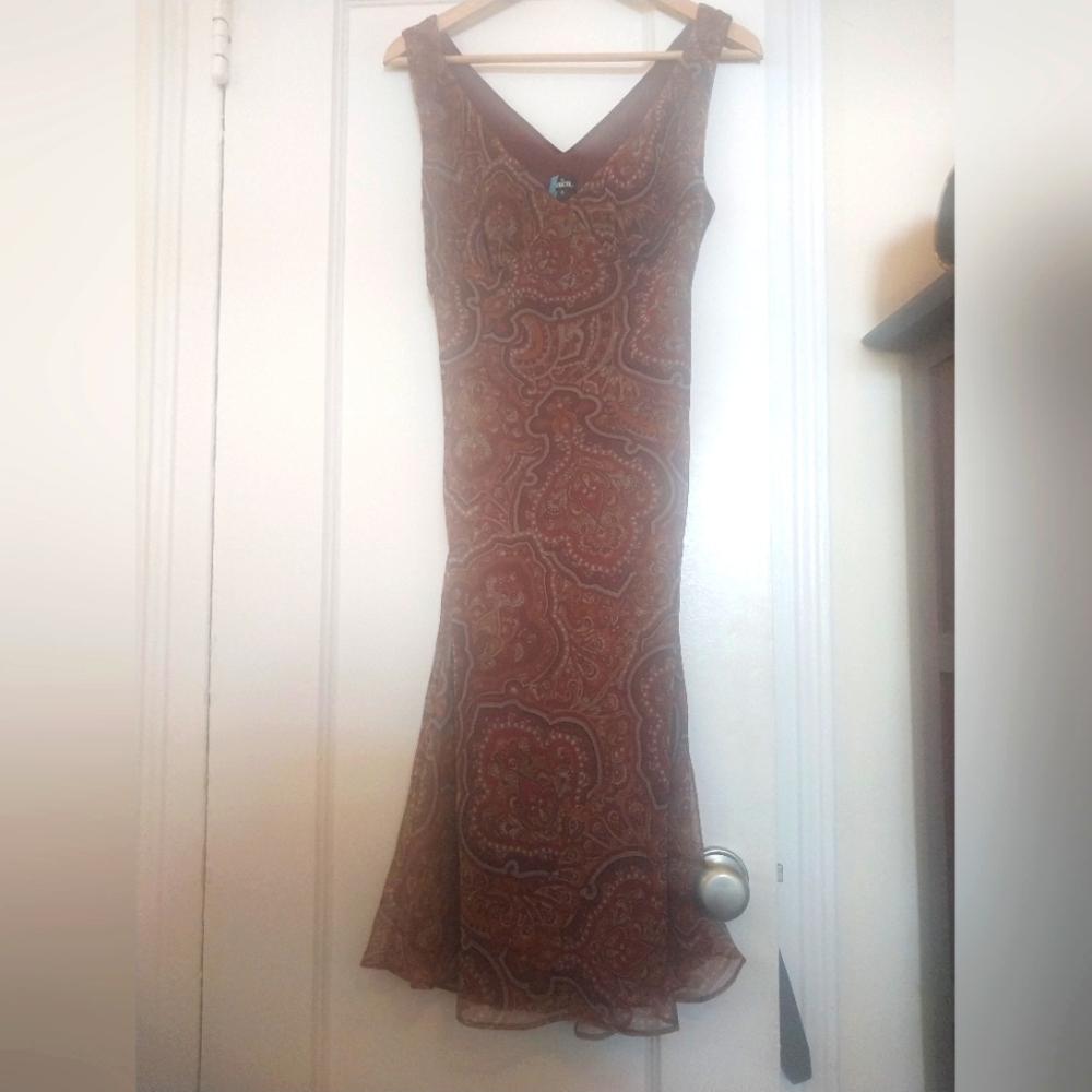 Mica burgundy chiffon party dress, lined, size 4